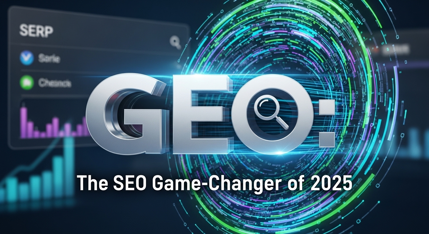 Illustration showing AI-powered tools like ChatGPT and Google Gemini highlighting content, representing Generative Engine Optimization (GEO) in 2025.