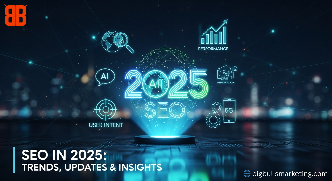 SEO in 2025 trends, Google updates, and insights by Big Bulls Marketing for better search rankings.